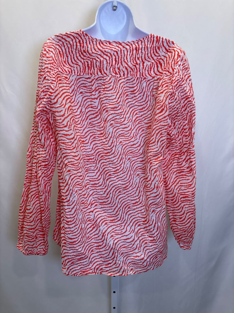 Tribal denime Shirt, White/orange, Medium
