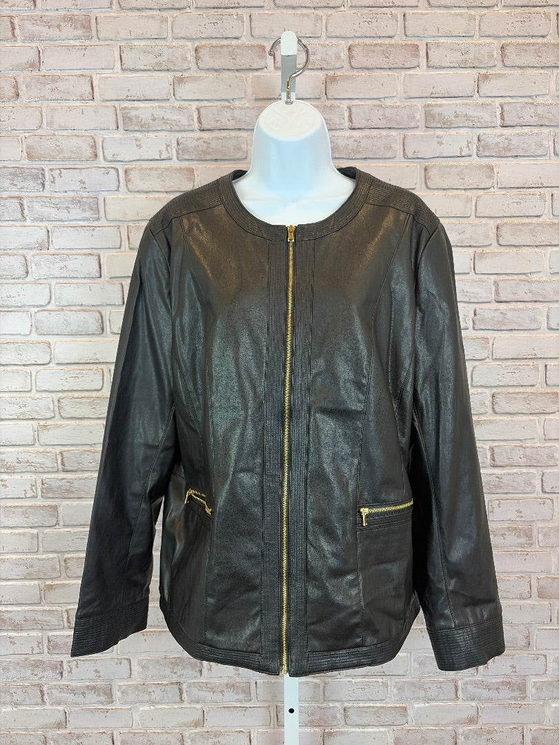 Chicos Leather Jacket, Black, 3, Used - Good