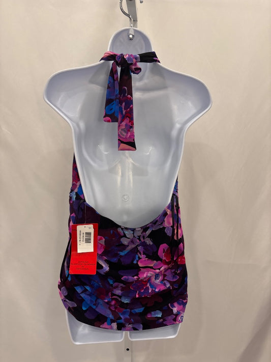 Magic suit Swim top, Black/purple multi, XL