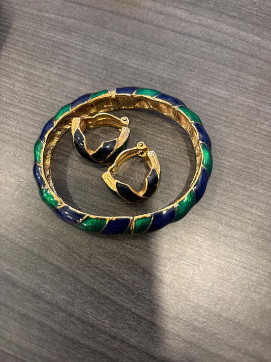 Various Matching Jewelry Set, Bold/green/navy, One Size
