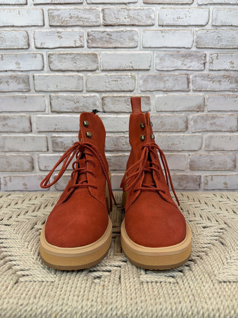 Sorel Hi Line Heel Lace Booties, Red, 7.5, Brand New