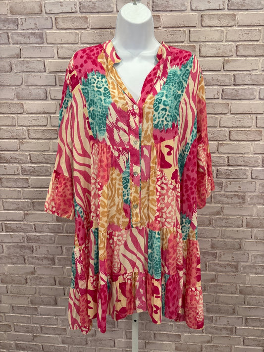 Made in italy Dress, Pink multi, One Size, Used - Good