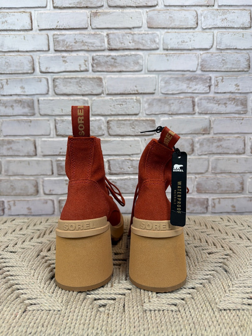 Sorel Hi Line Heel Lace Booties, Red, 7.5, Brand New