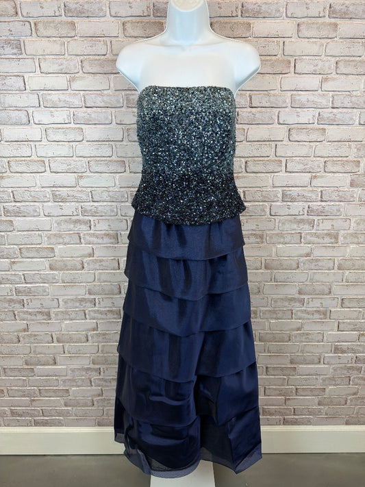 Jovani Sequin Ruffled Gown/Dress, Navy, 10, Used - Excellent