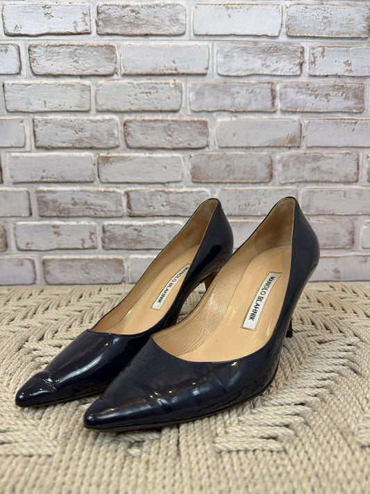 Manolo Blahnik Patent Leather Heels, Navy, 38, Used - Fair