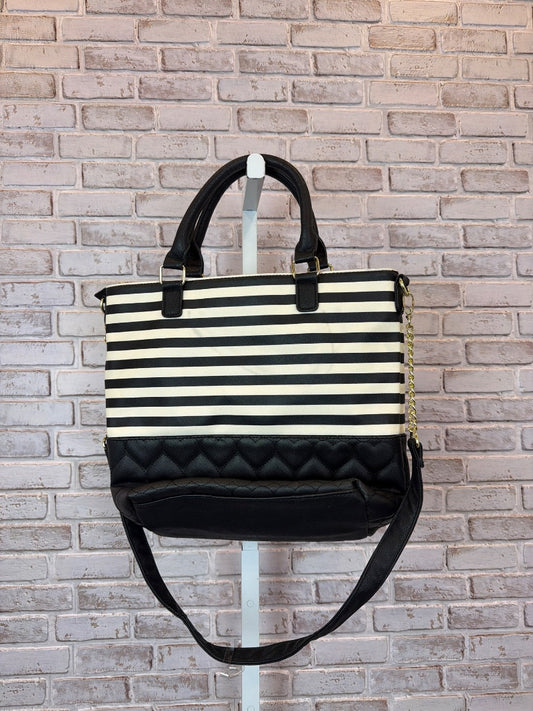 Betsy Johnson Black/white stripes Bag - Tote - One Size - Excellent