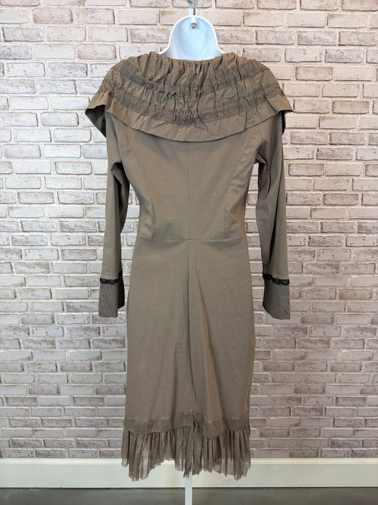 Zone Bleue Outerwear - Jacket / Coat – Zone Bleue Ruffled Jacket, Brown, Large, Used - Excellent