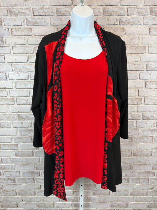 Frank Lyman Cardigan & tank set, Black/red, 16, Used - Excellent