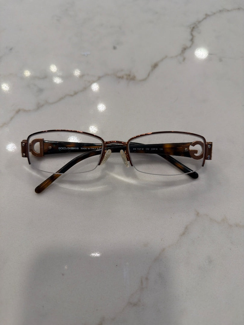Dolce & Gabbana Prescription Eyeglasses, Brown multi, One Size, Used - Good