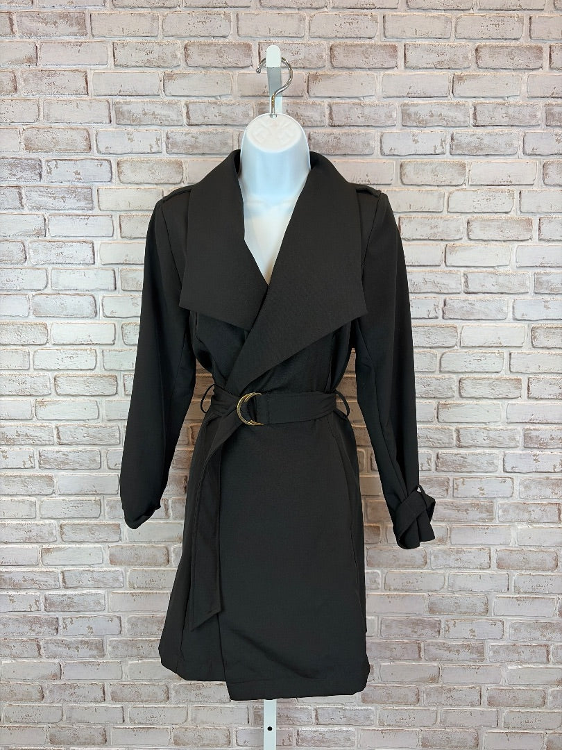 Lulus Trench coat, Black, Small, Used - Good