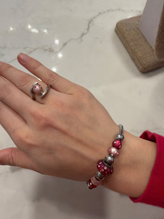 Various Matching Jewelry Set, Pink/silver, One Size, Used - Good