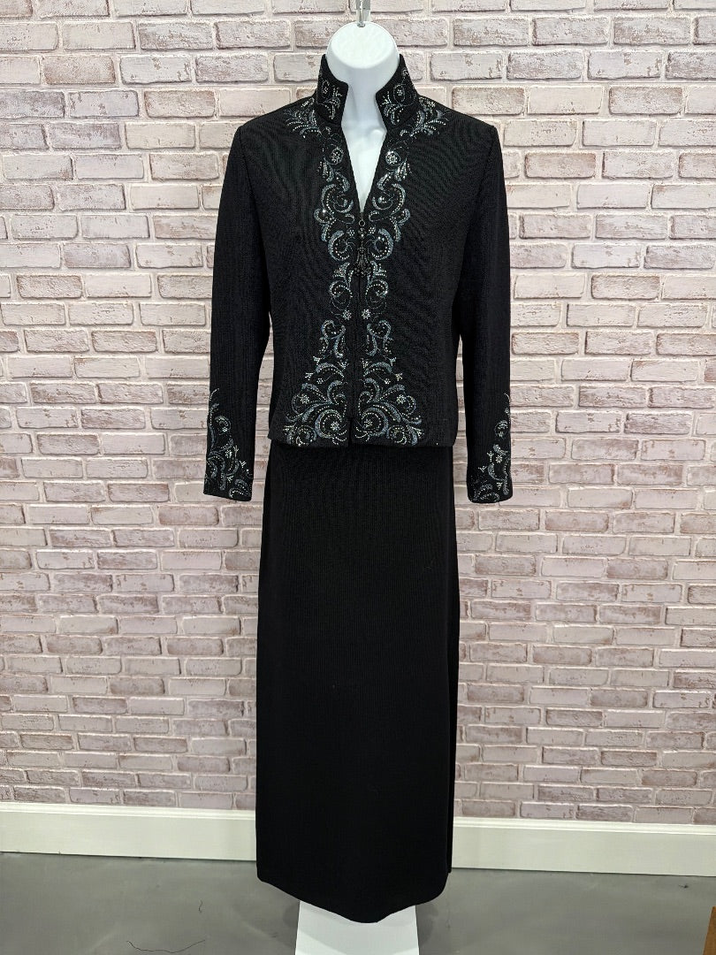 St John Evening Matching Clothing Set, black multi, 4, Used - Good