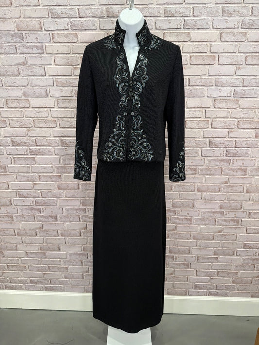 St John Evening Matching Clothing Set, black multi, 4, Used - Good