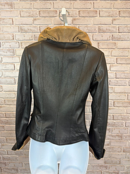 Leather Factory Jacket, Black/beige, XS, Used - Excellent
