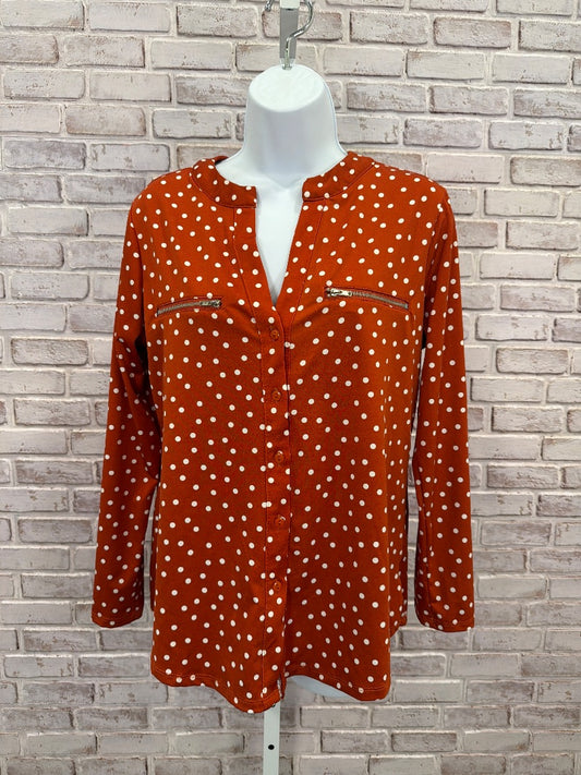 Blue Mood Shirt, Red/white polka dots, Medium, Used - Good