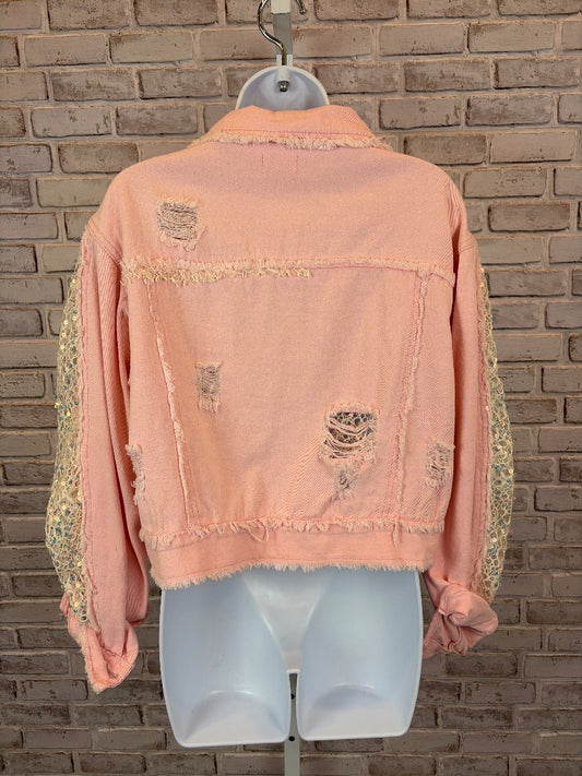 POL Jacket, Pink denim multi, Large, Used - Excellent