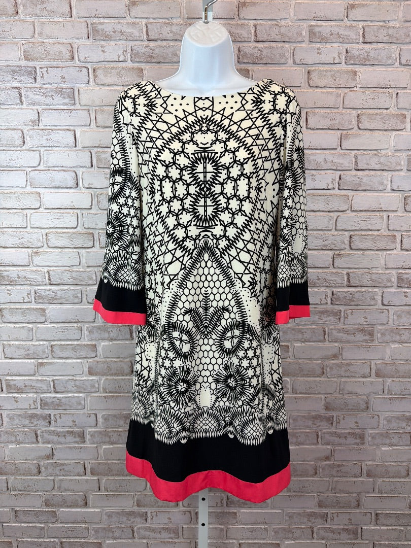 Eliza J Dress, White/black/pink, 4, Used - Excellent