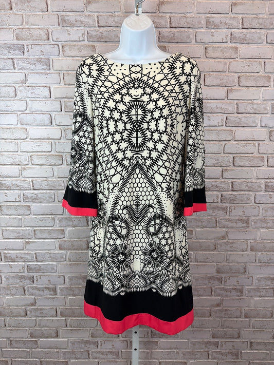 Eliza J Dress, White/black/pink, 4, Used - Excellent
