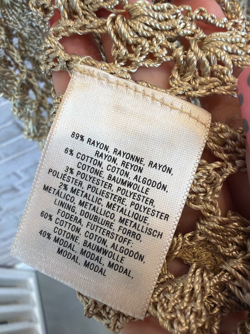 Leifnotes Crochet Dress, Gold/beige, XS, Used - Excellent