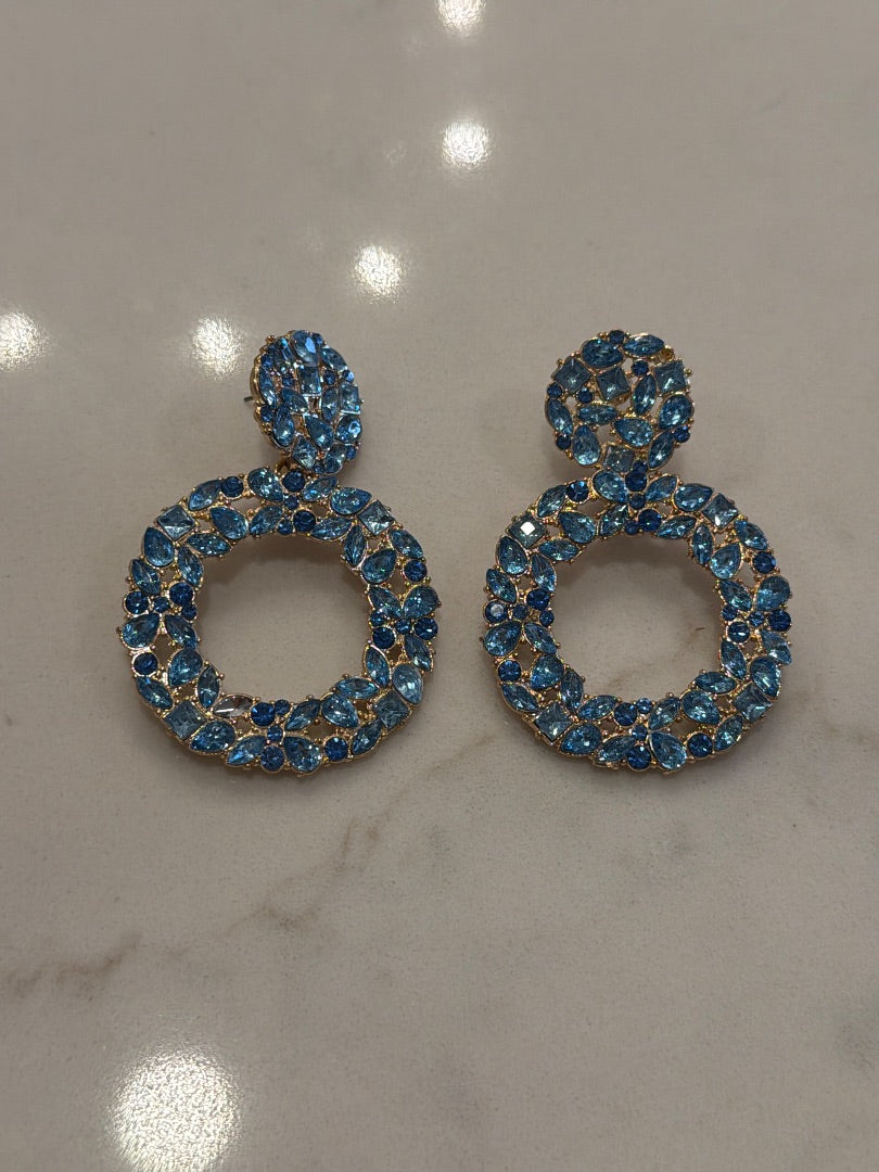 Various Earrings, Blue/gold, One Size, Used - Good