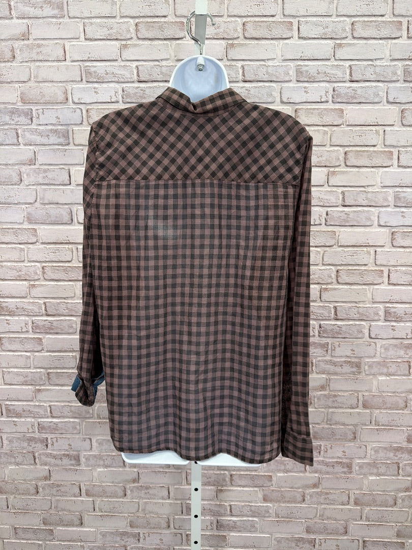 Bcbgeneration Shirt, Purple/black plaid, Large, Used - Good