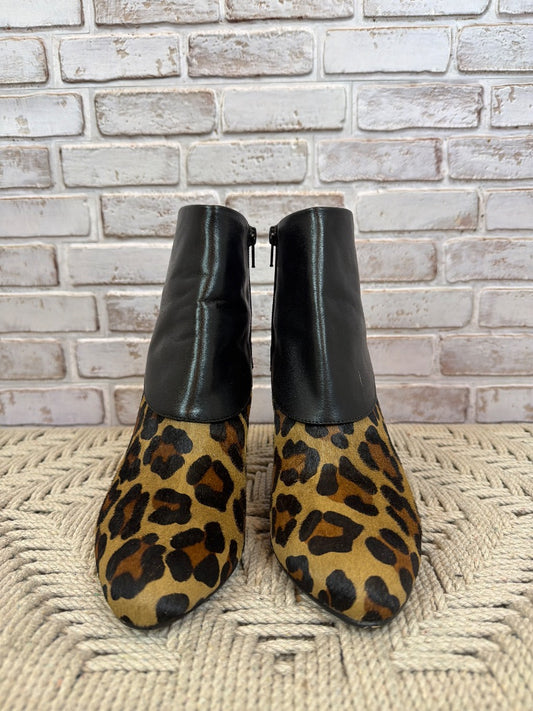 Chicos Calf hair Booties, Black/animal print, 8.5, Used - Excellent