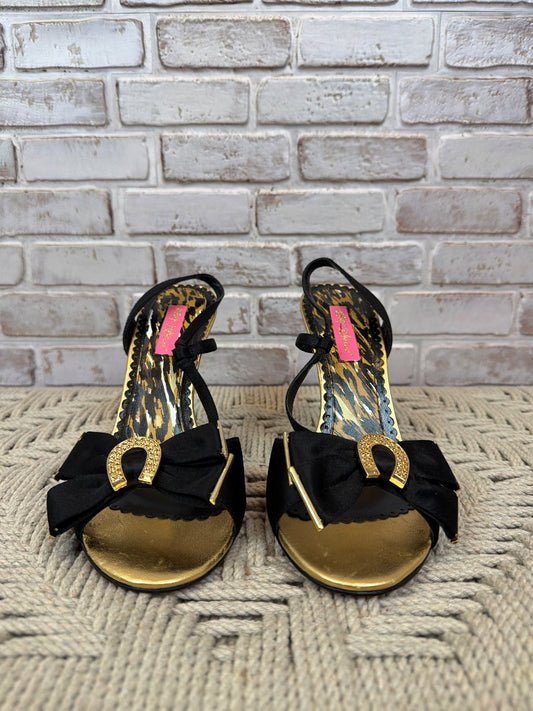 Betsy Johnson Heels, Black/gold, 9, Used - Excellent