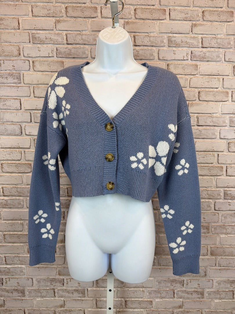 Aeropostale Sweater Cardigan, Blue/white, Small, Used - Excellent