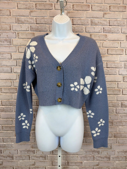 Aeropostale Sweater Cardigan, Blue/white, Small, Used - Excellent