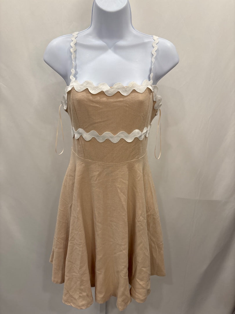 Iris Dresses, Tan/white, Small