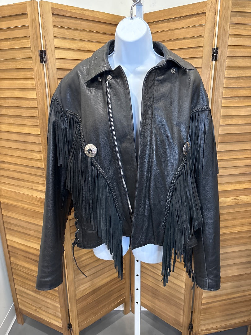 Leather Gallery Jacket, Black, Large