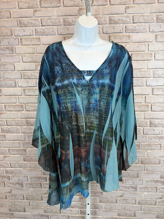 Bleu Shirt, Blue multi, 3X, Used - Excellent