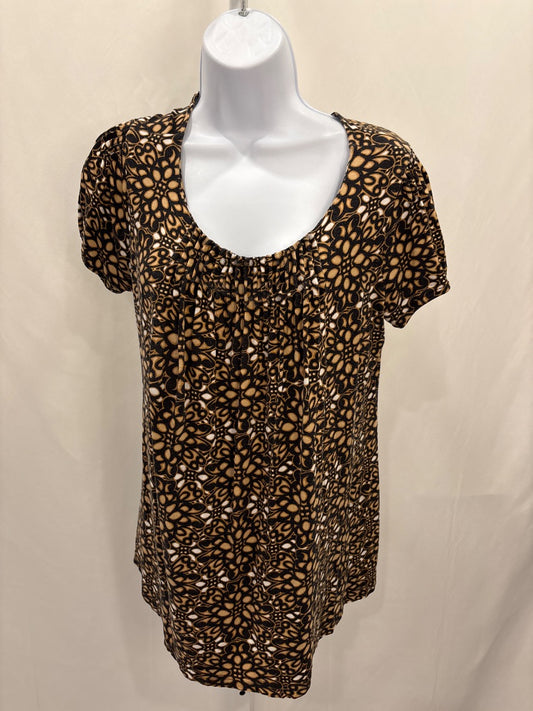 New York & Company Shirt, Brown/black/white, Small