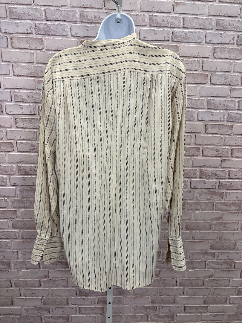Ann Taylor Shirt, Cream/navy, Medium, Used - Good