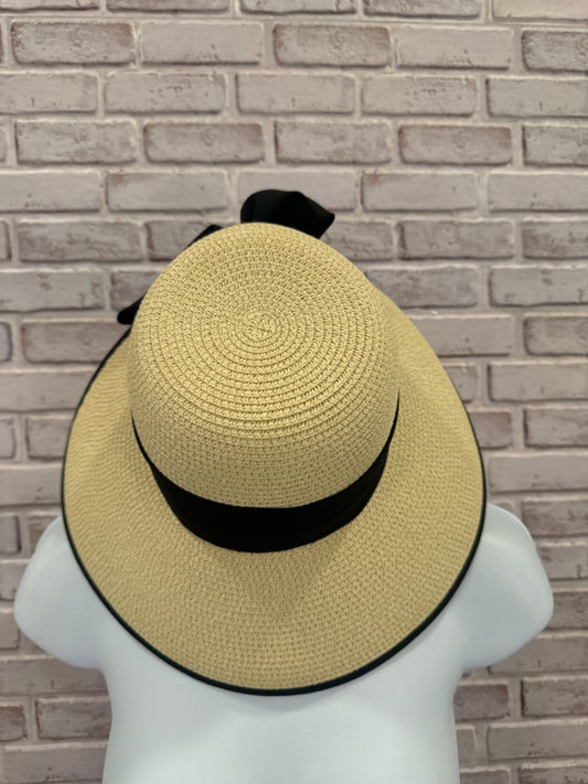 Hat, Straw/black, One Size, Used - Excellent