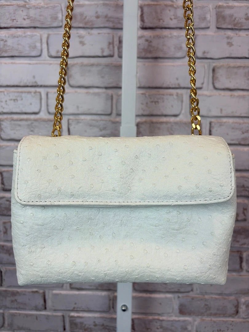 Various Bag - Crossbody – Vintage 1980s Various Ostrich Leather Crossbody, White/gold, One Size, Used - Excellent [Live 2.15]