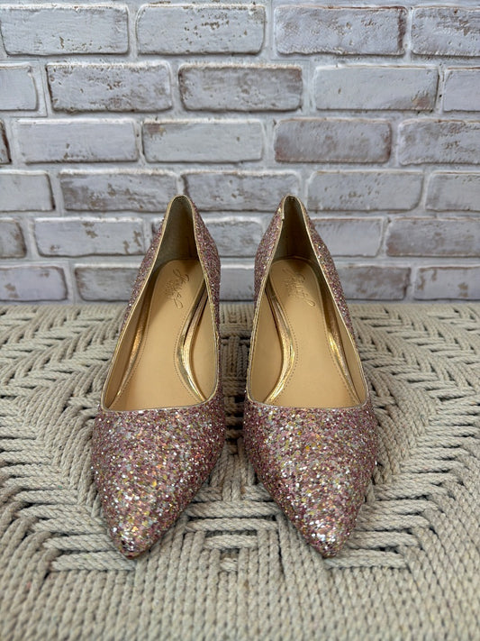 Jewel Badgley Mischka Heels, Pink/gold, 8, Used - Excellent