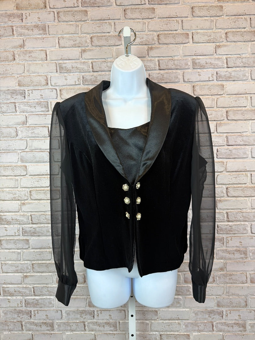 R&K Evenings Velvet Blazer, Black, 12, Used - Excellent