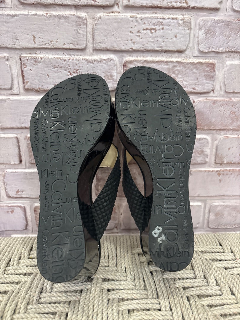 Calvin klein Platform flip flops, Black, 6, Used - Fair