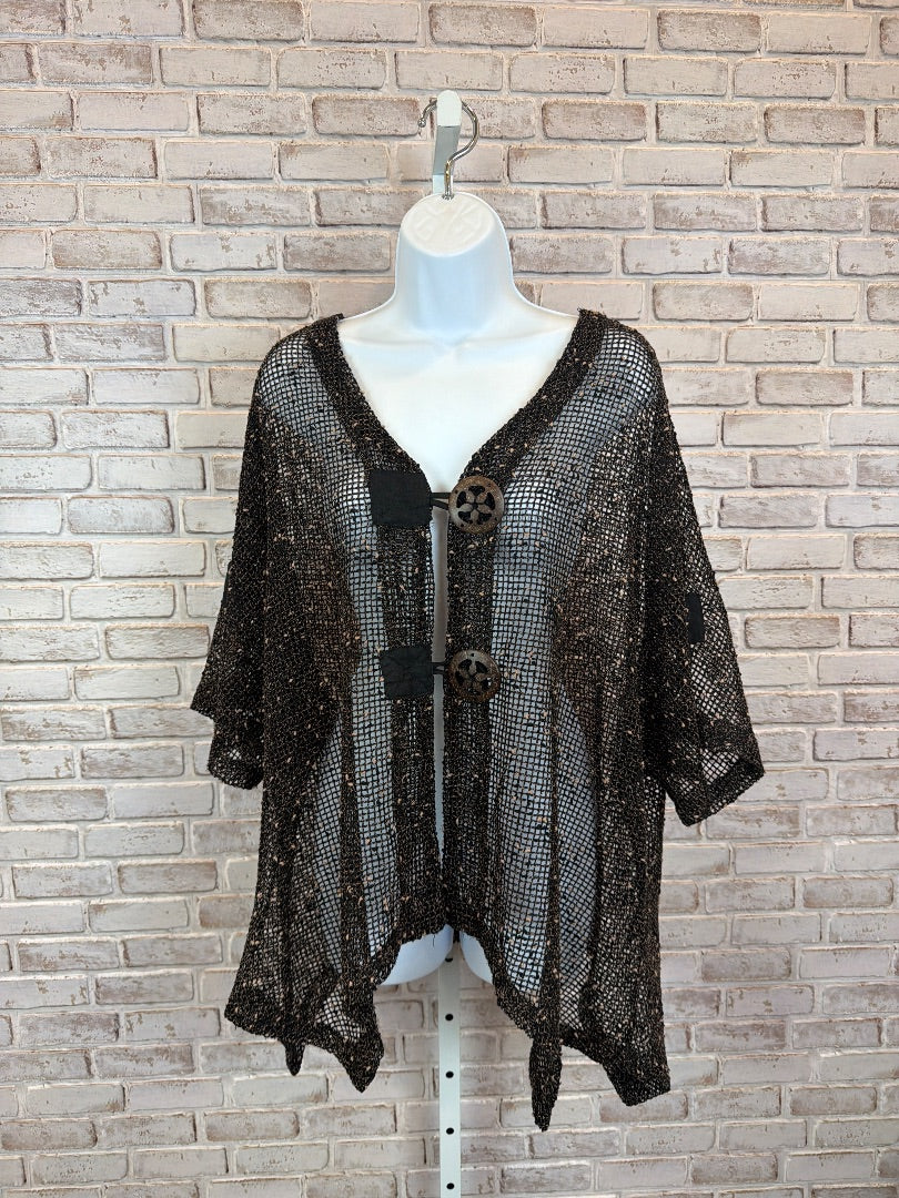 Various Cardigan, Black/brown, One Size, Used - Good