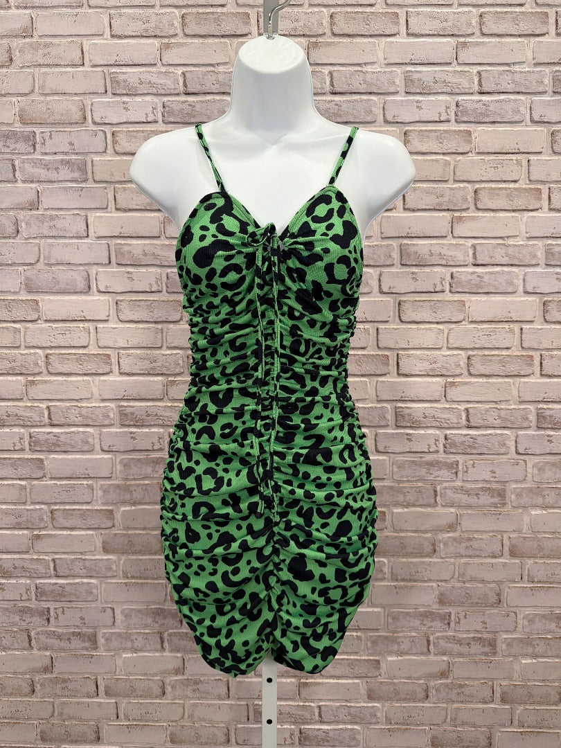 Shein Dress, Green leopard, Small, Used - Good