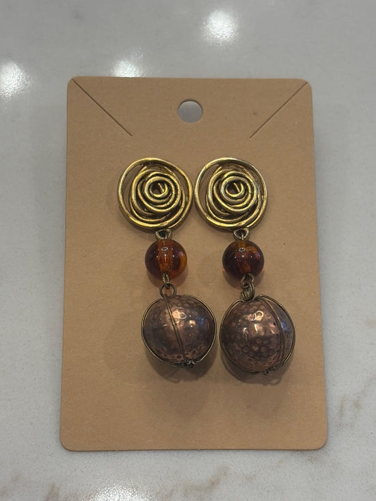 Various Earrings, Bronze, One Size, Used - Good