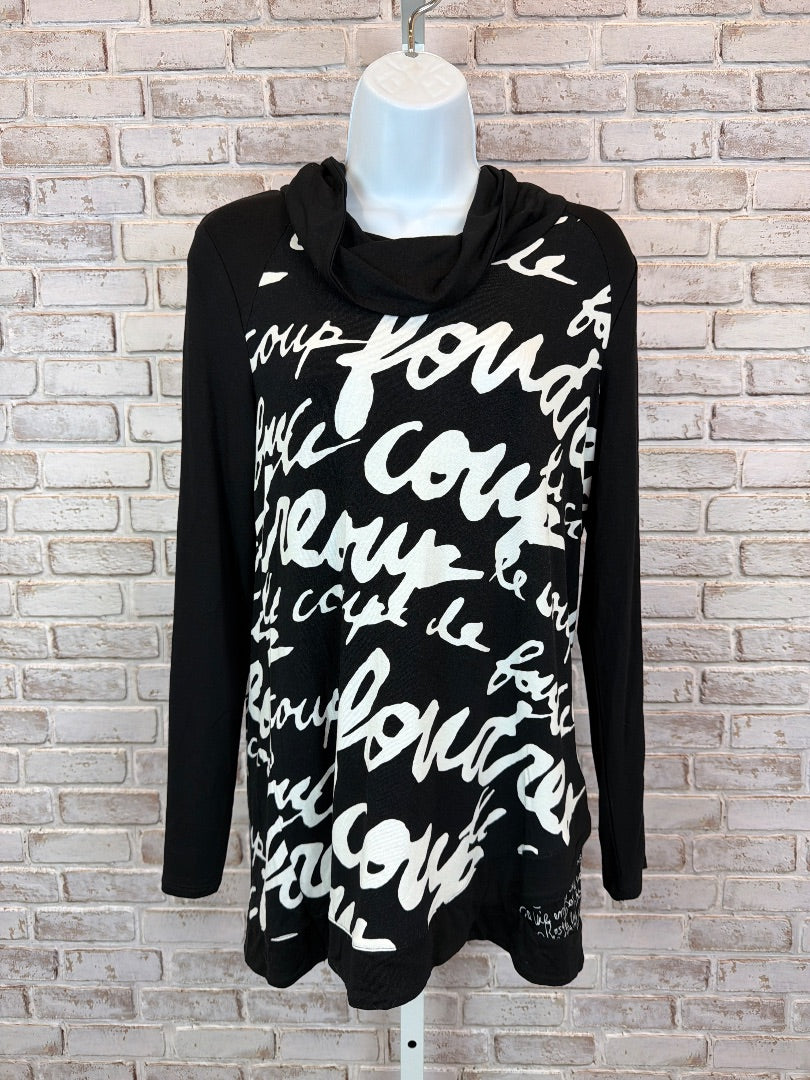 Zenergy Signature Printed Tunic Sweater, Black/white, 0, New With Tags