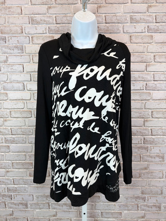 Zenergy Signature Printed Tunic Sweater, Black/white, 0, New With Tags