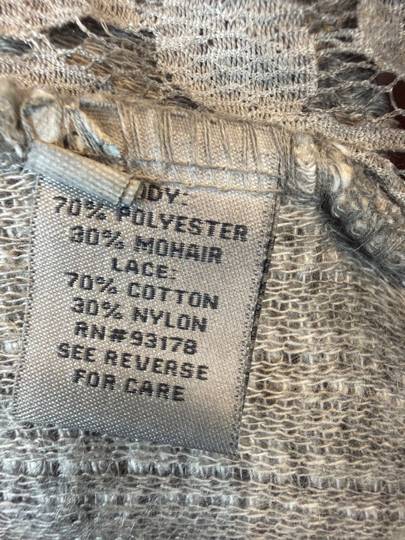 Belle France Mohair Blend & Lace Cardigan, Grey, Small, Used - Excellent