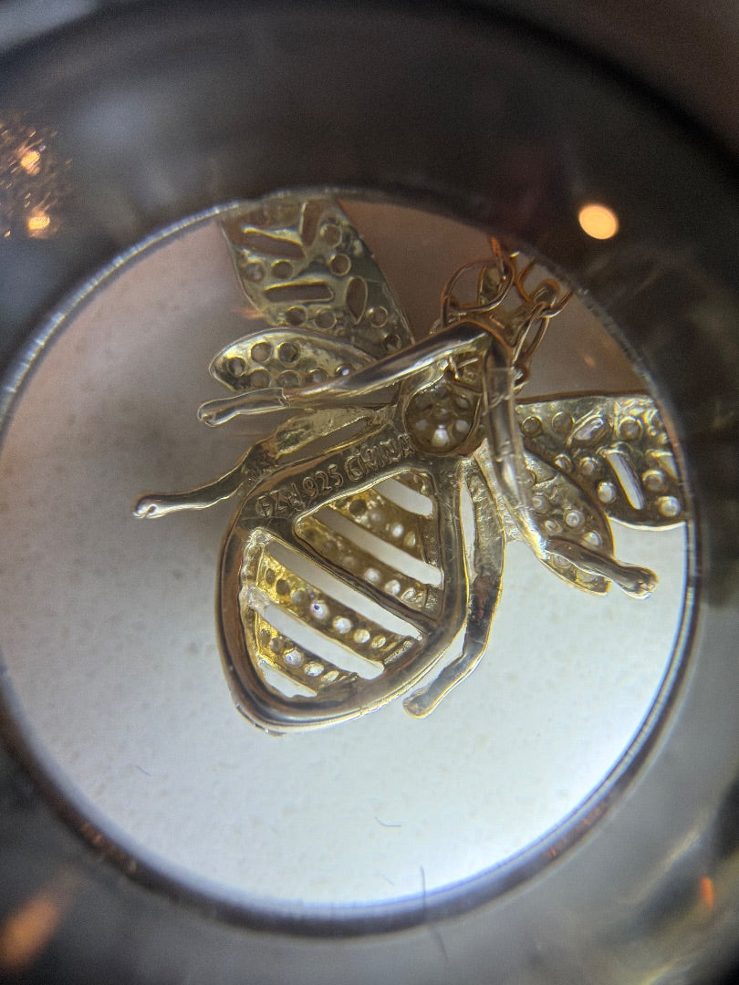 Various Sterling Silver Bee Necklace, Gold, One Size, Used - Good