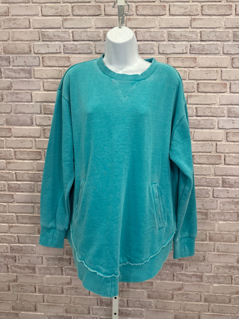 Grace & Lace sweater, Turquoise, Large, New With Tags