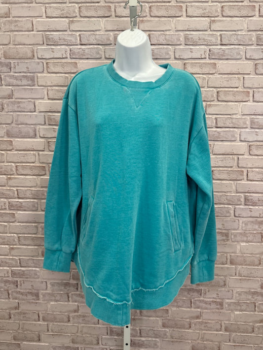 Grace & Lace sweater, Turquoise, Large, New With Tags