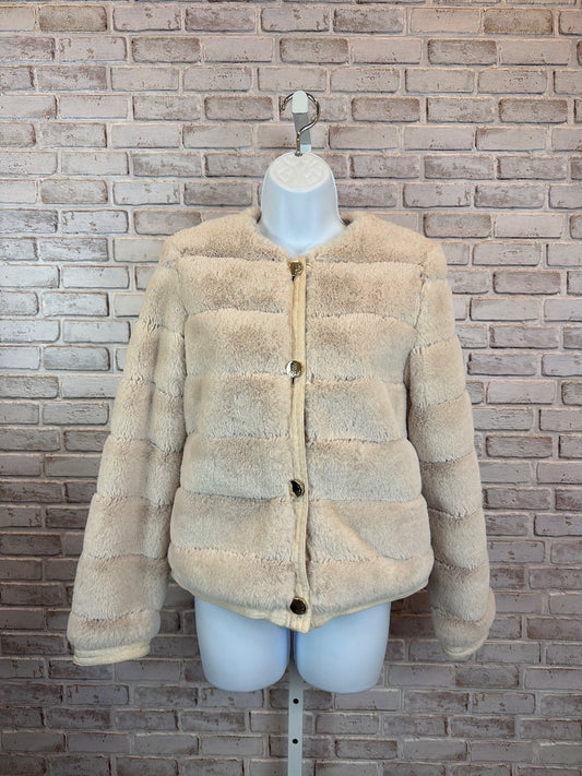 Eliza J Faux Fur Jacket, Beige, XS, Used - Excellent