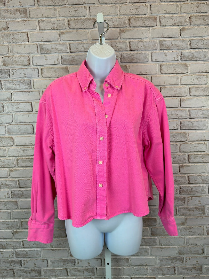 GAP Denim Shirt, Pink, XS, Used - Excellent